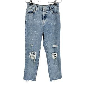 PacSun High Rise Straight Jeans Size 27 Distressed Raw Hem